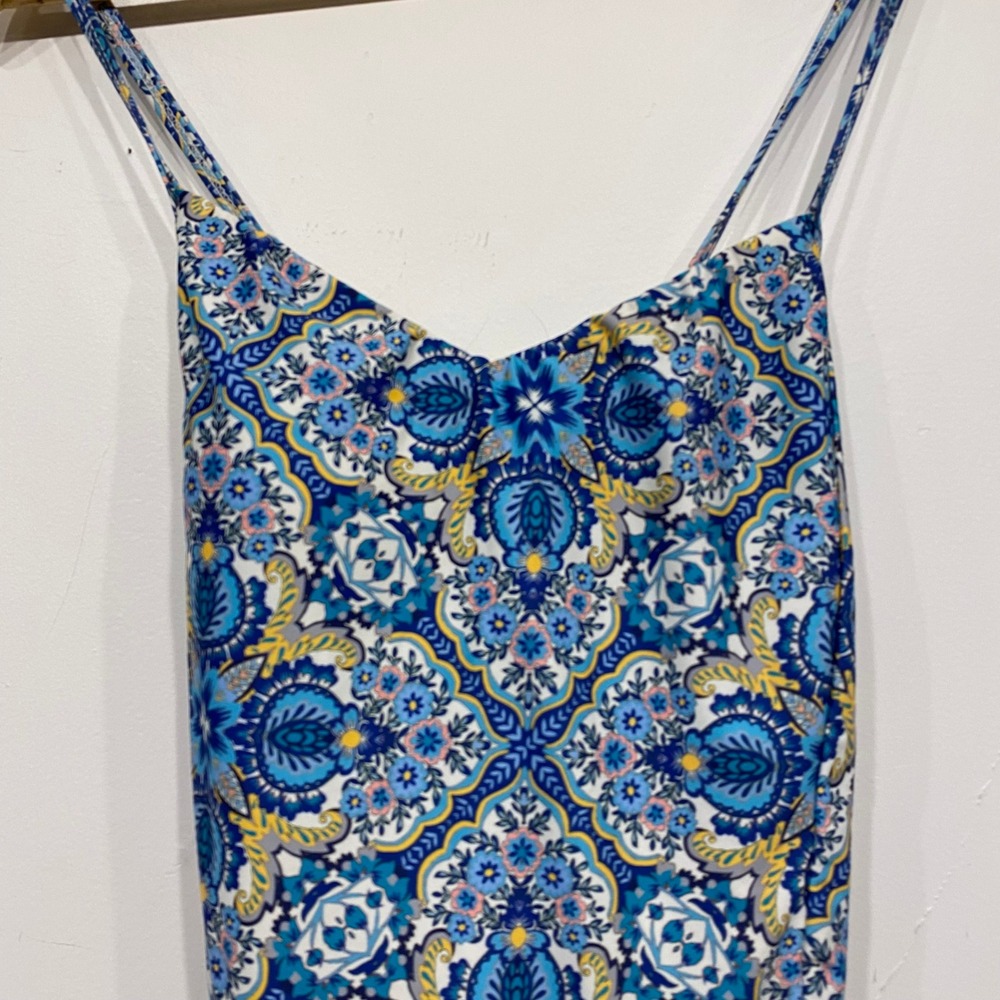 Anthropologie Allihop Blue Yellow‎ Paisley Medallion One Piece Swimsuit Back S - Picture 4 of 5
